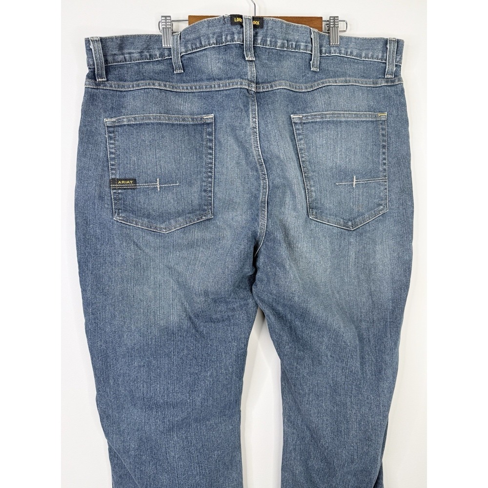 Ariat Jeans Mens 42x30 Blue Rebar M4 Low Rise Boot Cut Workwear Denim Loop Lock - Picture 5 of 7